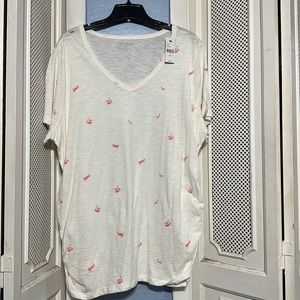Lane Bryant Summer flamingos Ruched side Tee